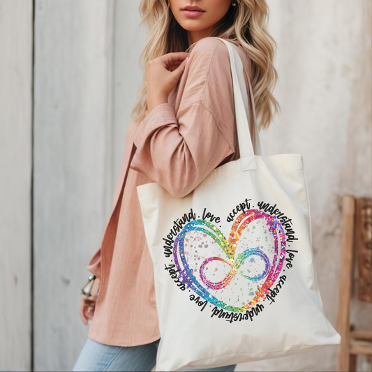 Custom everyday 100% Cotton Tote Bag (Autism Heart)