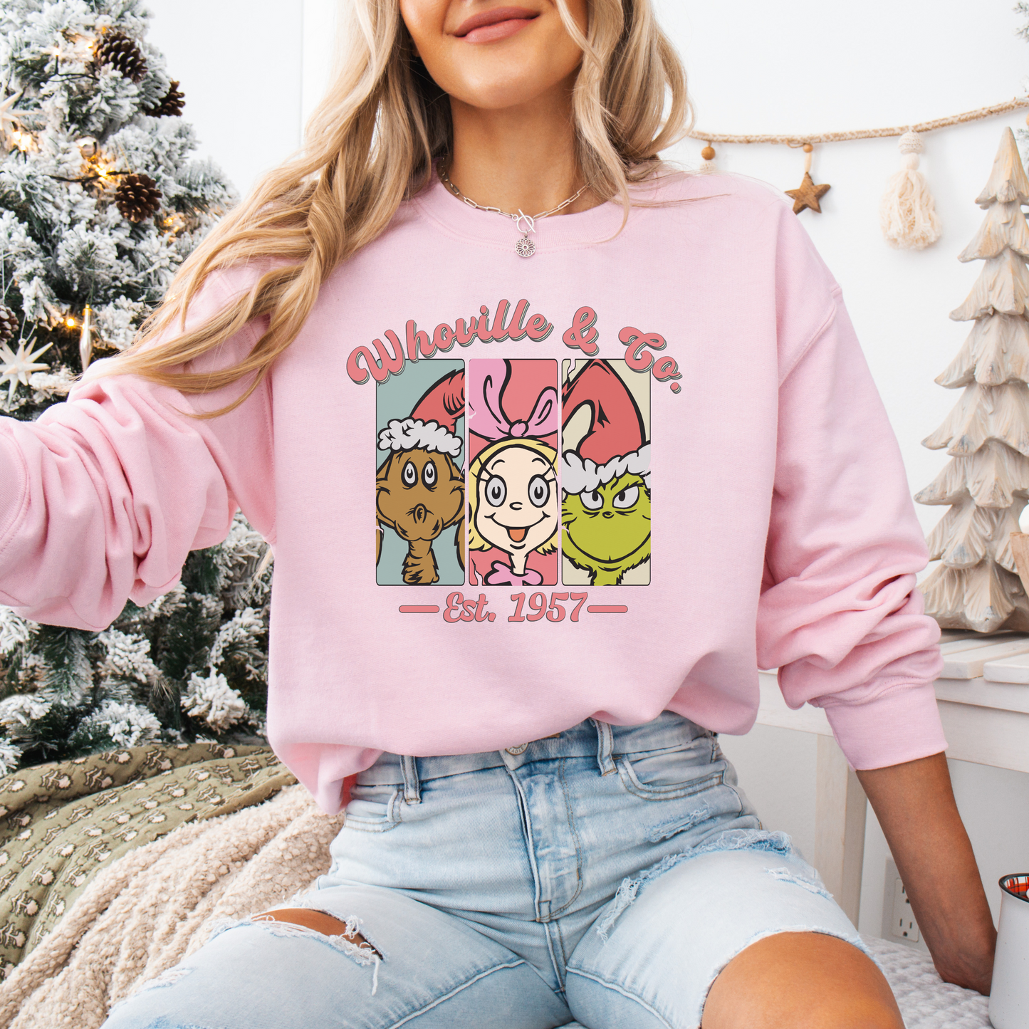 WHO GRC & CO. CREWNECK SWEATSHIRT (LIGHT PINK)