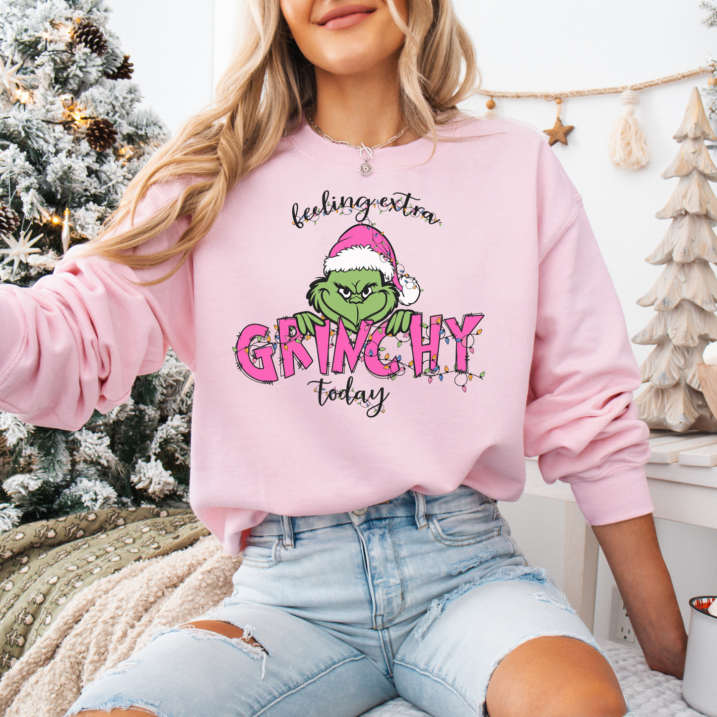 FEELING EXTRA GRC TODAY CREWNECK SWEATSHIRT (LIGHT PINK)