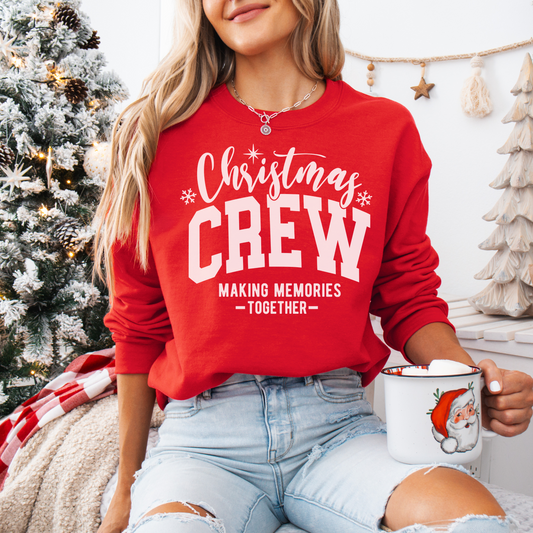 CHRISTMAS CREW CREWNECK SWEATSHIRT (RED WITH WHITE LETTERS)