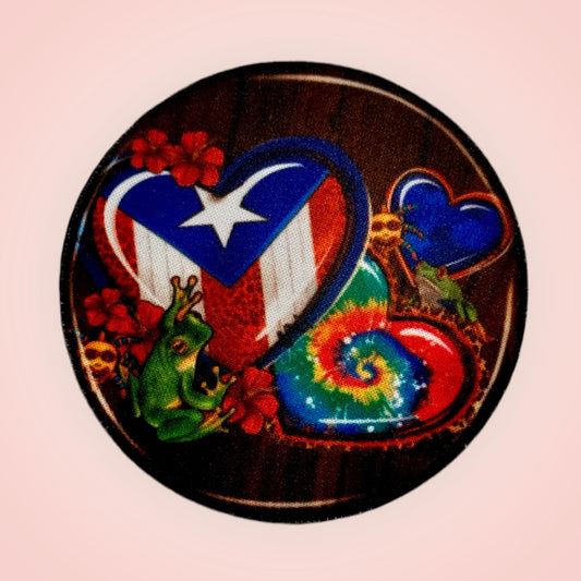 Rubber Puerto Rico heart flag coaster