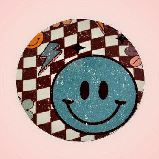 Retro Blue Smiley Face Coaster