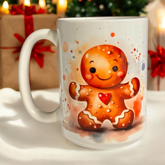 15oz Ceramic Coffee Mug (Christmas Gingerbread Man)