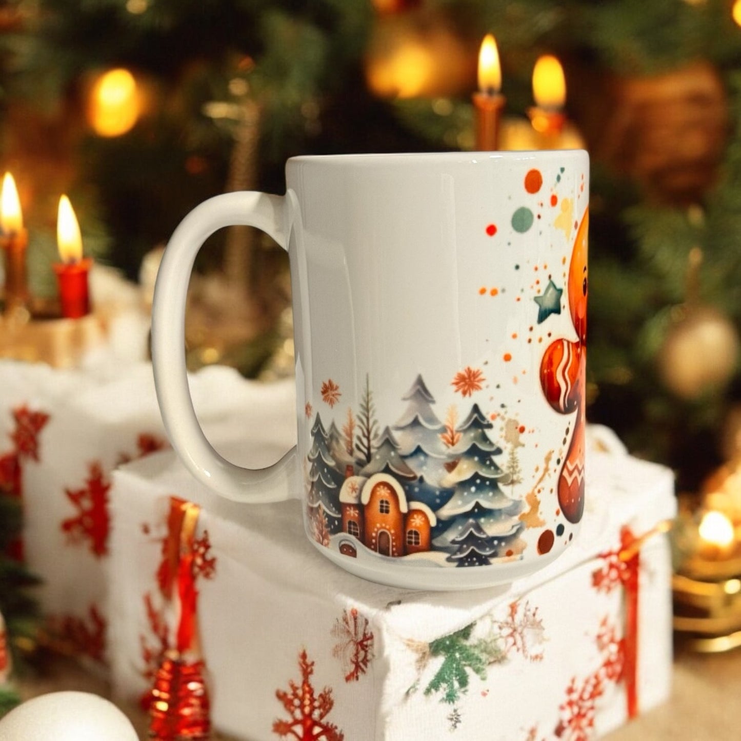 15oz Ceramic Christmas Coffee Mug (Gingerbread Man)