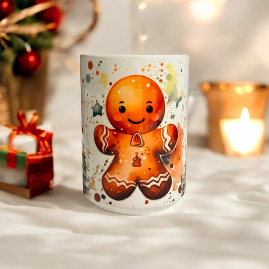 15oz Ceramic Christmas Coffee Mug (Gingerbread Man)