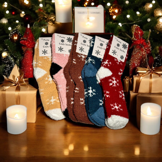 Assorted Soft Textured Snowflakes Cozy Socks