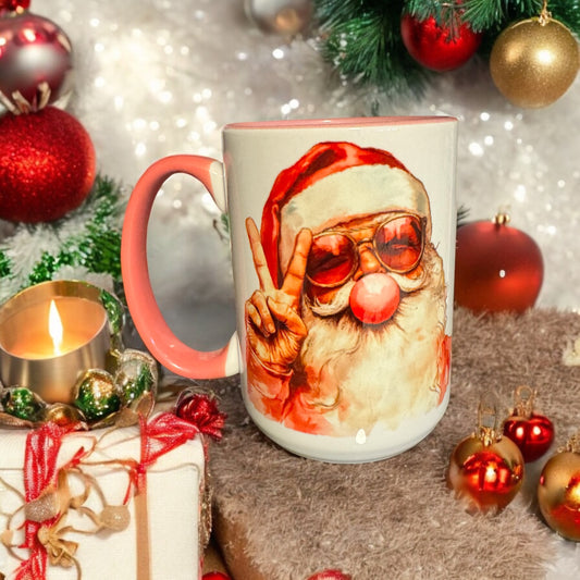 15oz Christmas Ceramic Coffee Mug (Retro Santa)