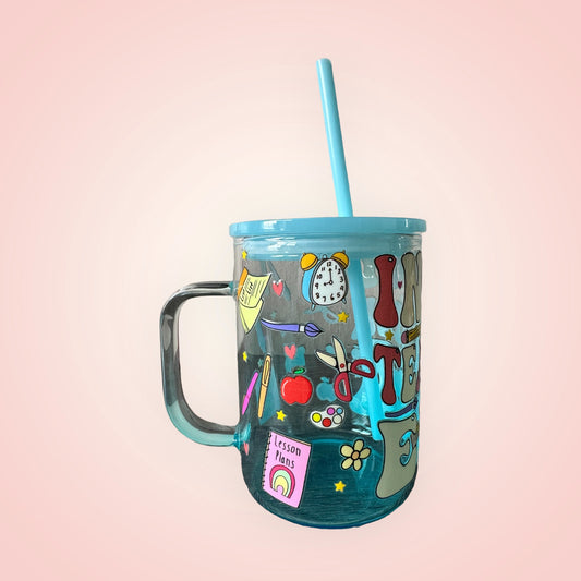 16oz Colorful Glass Mug with Handle