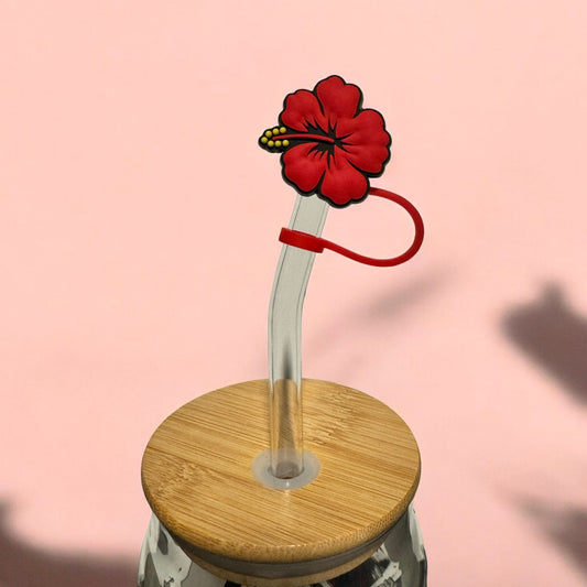 Red Flower Straw Topper